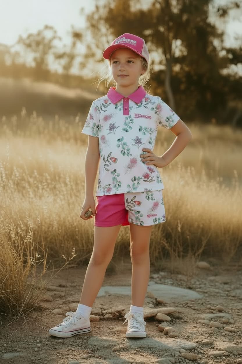 Matching Set - Fishing Shirt, Footy Shorts & Cap (Floral)