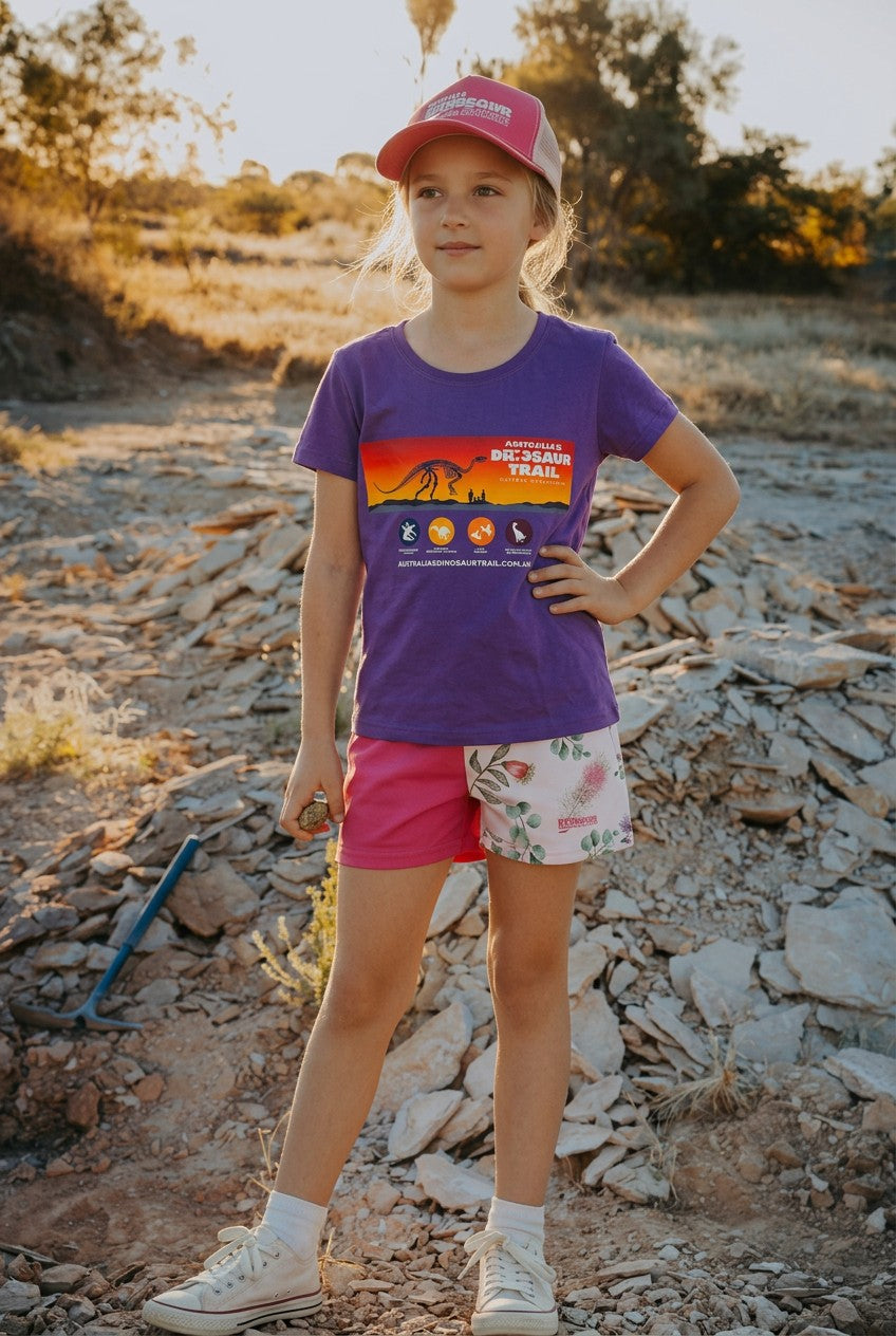 Kids T-Shirt - Australia's Dinosaur Trail (Purple)