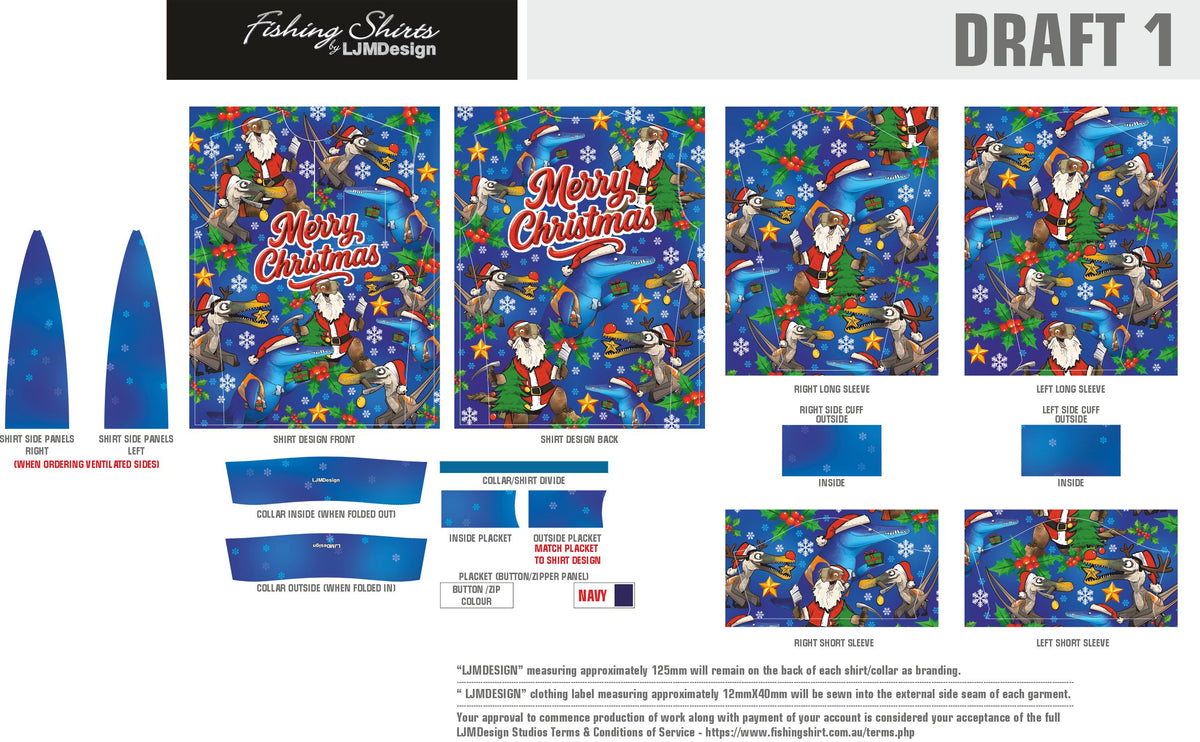 Christmas - Fishing Shirt - Blue (Pre-order)