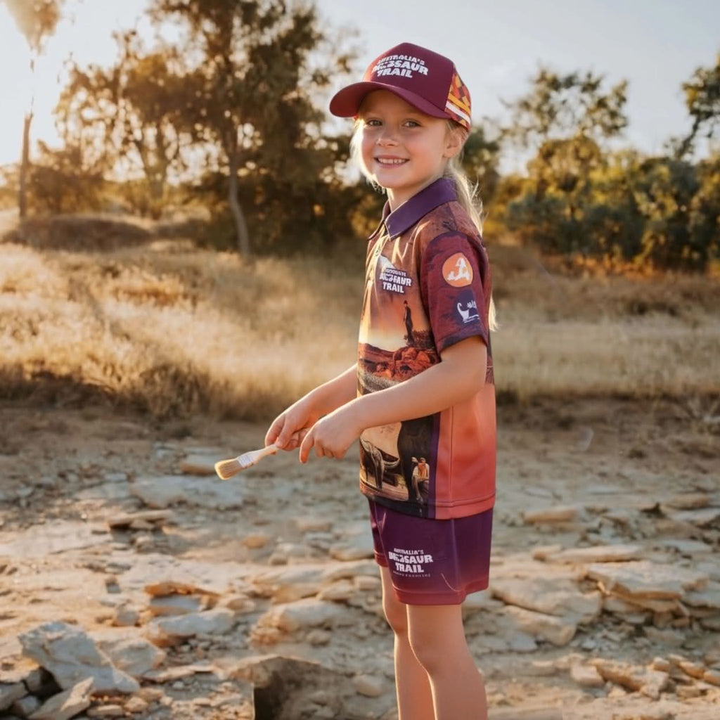 Matching Set - Fishing Shirt, Footy Shorts & Cap (Australia's Dinosaur Trail)